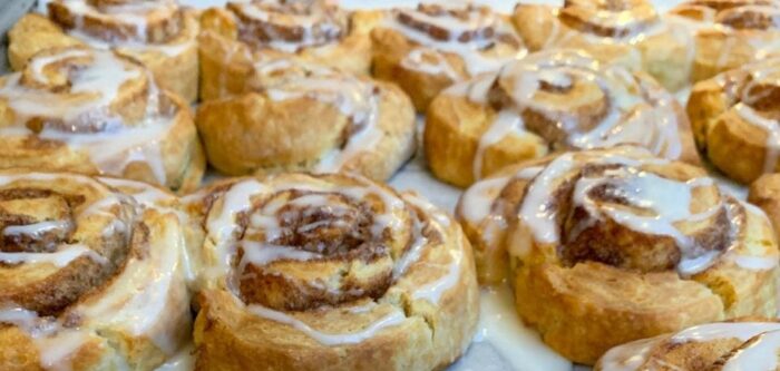 Handmade cinnamon rolls served at The Morning Times, one of the best coffee shops in Raleigh, NC.